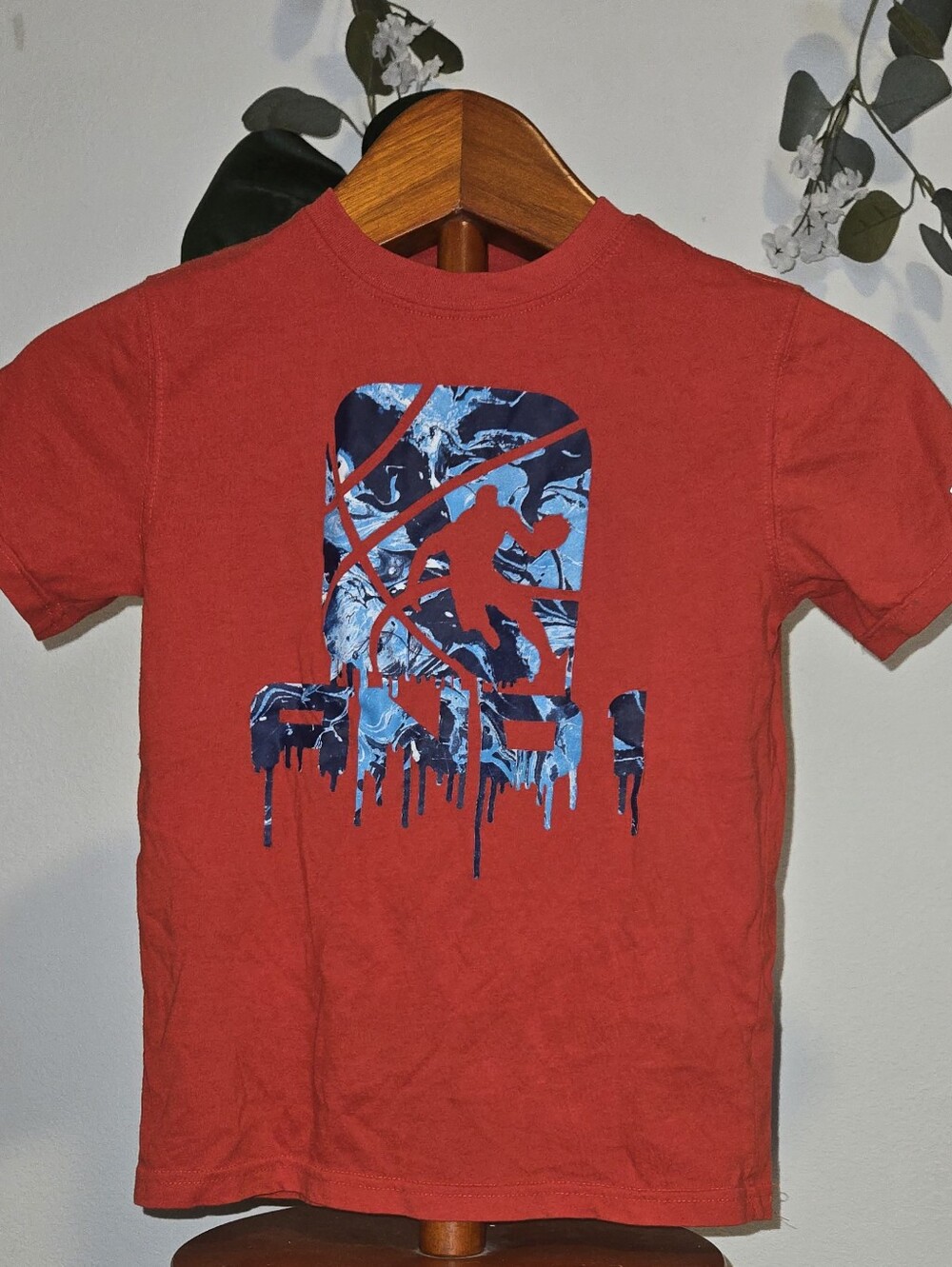 Kids Red Graphic Basketball T-Shirt